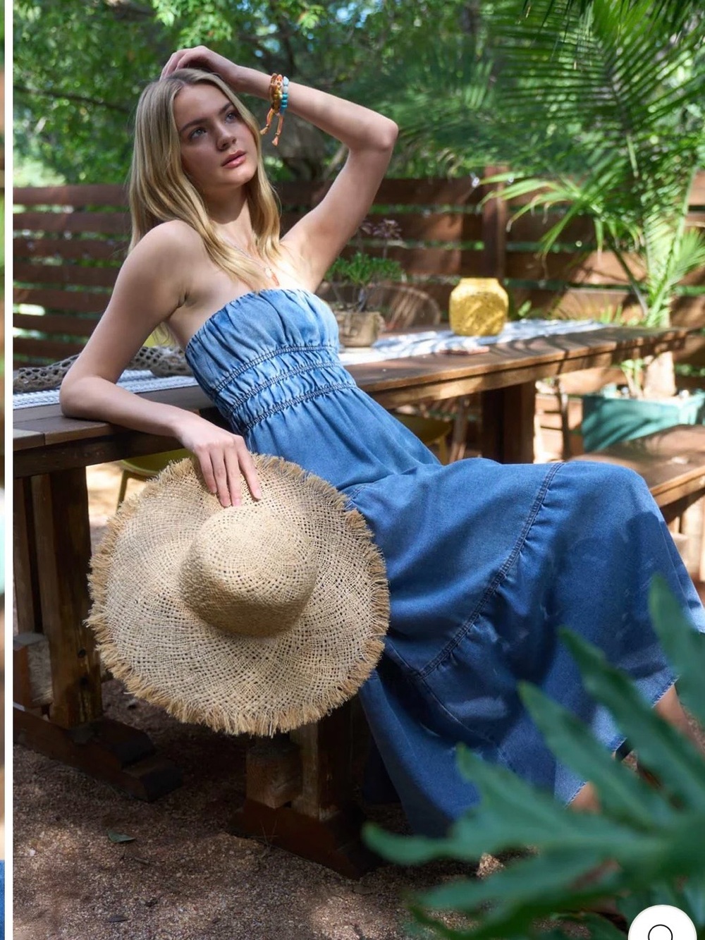 EE:Some Strapless Denim Blue Midi Dress - Picture 5 of 9